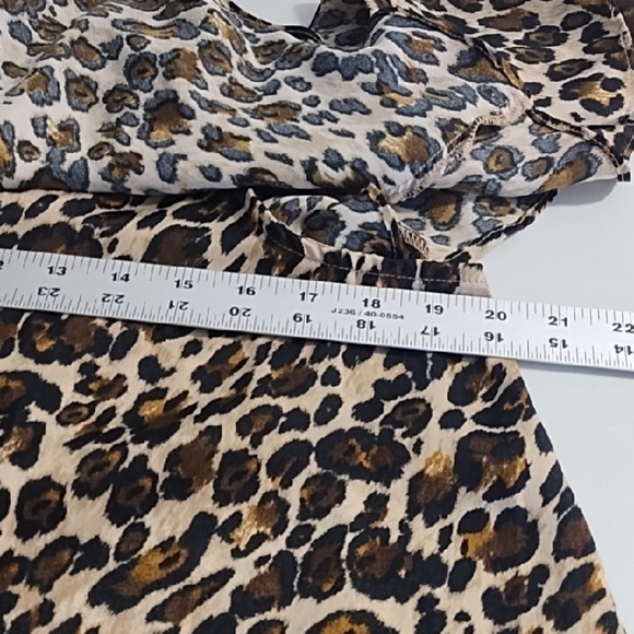 Leopard Print Ruffle Off Shoulder Adjustable Straps Strap Blouse Top - Picture 8 of 13